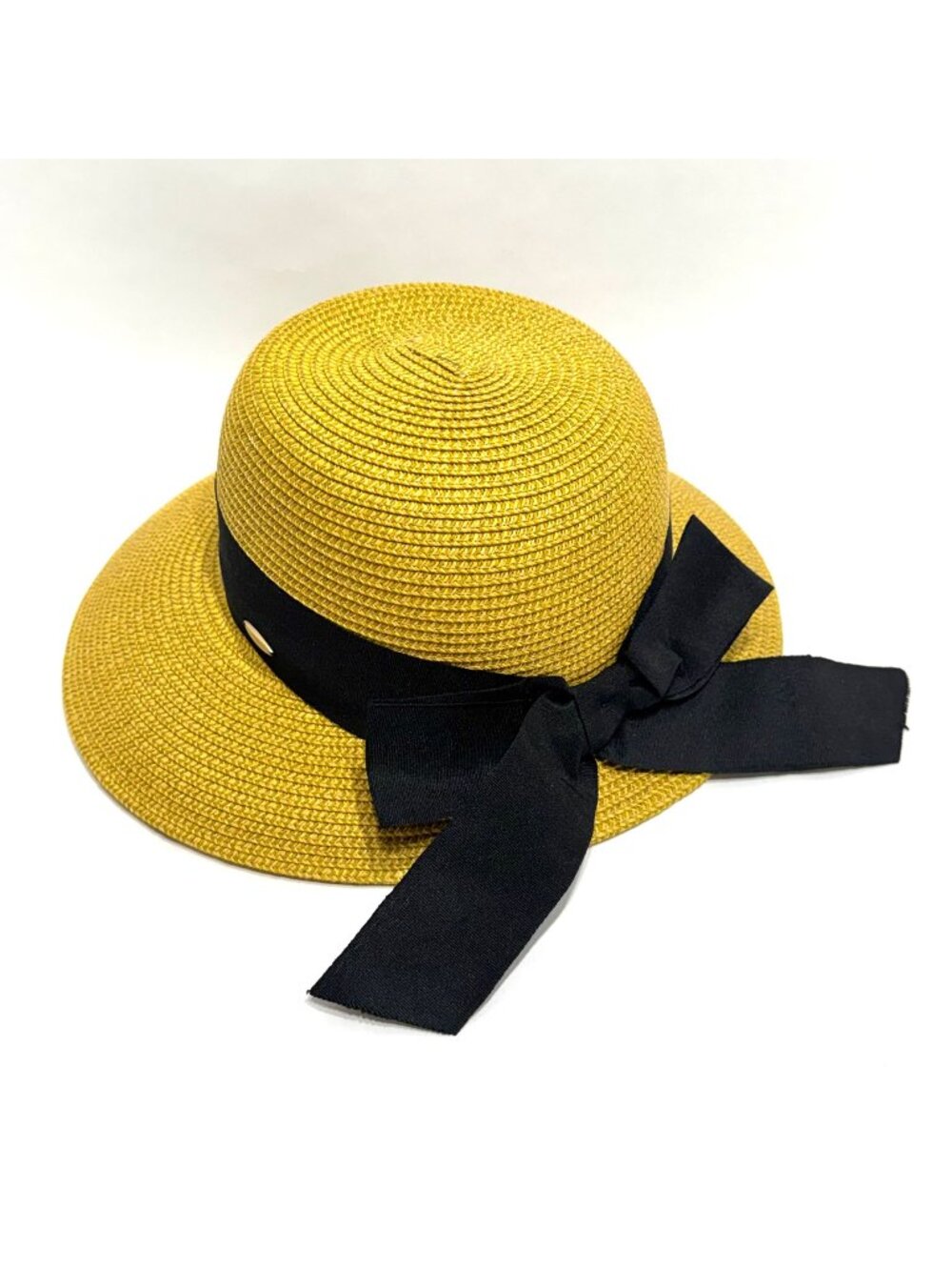 Coolibar Clara Sun Hat UPF 50 Paper Braid Ribbon Bow Asymmetrical Brim Natural
